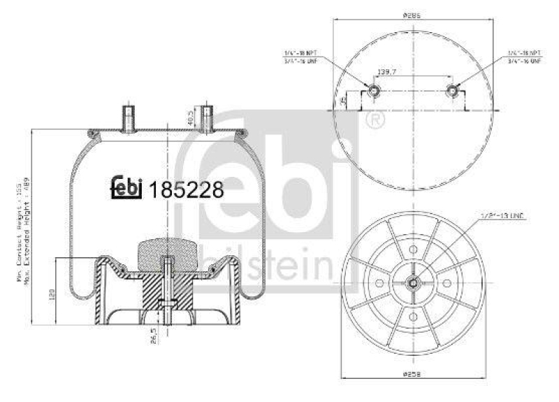 FEBI BILSTEIN 185228 Luftfederbalg mit Kunststoffkolben für Meritor