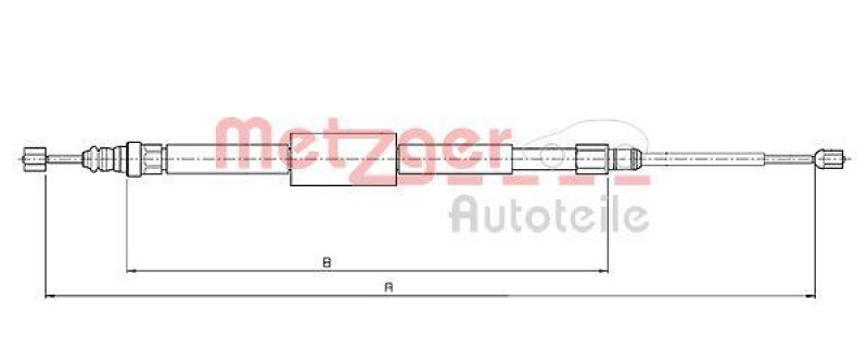 METZGER 10.6687 Seilzug, Feststellbremse für RENAULT hinten links/rechts