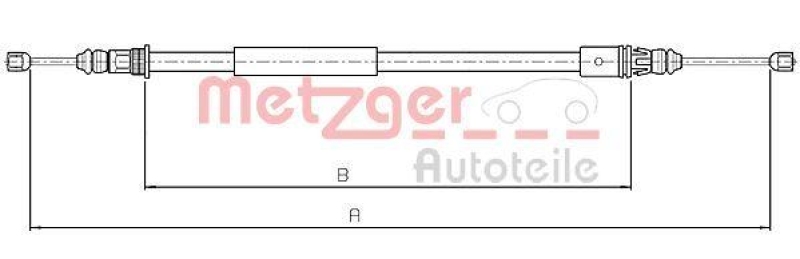 METZGER 10.4713 Seilzug, Feststellbremse für CITROEN/PEUGEOT hinten links/rechts