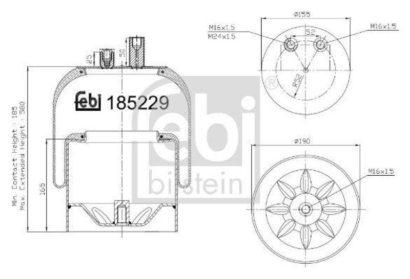 FEBI BILSTEIN 185229 Luftfederbalg mit Stahlkolben für Mercedes-Benz