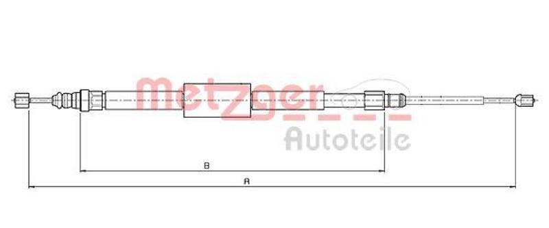 METZGER 10.6688 Seilzug, Feststellbremse für RENAULT hinten links/rechts