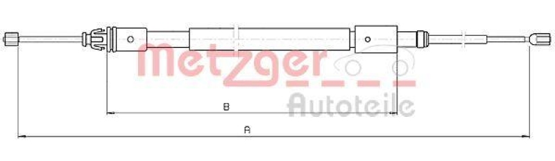 METZGER 10.4714 Seilzug, Feststellbremse für CITROEN hinten links/rechts