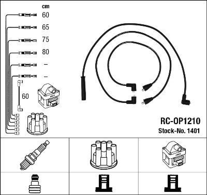 NGK 1401 Zündleitungssatz RC-OP1210 |Zündkabel