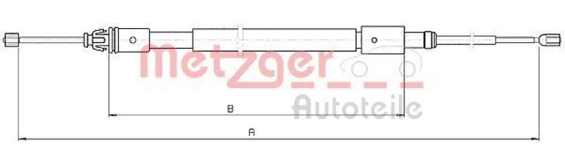 METZGER 10.4714 Seilzug, Feststellbremse f&uuml;r CITROEN hinten links/rechts