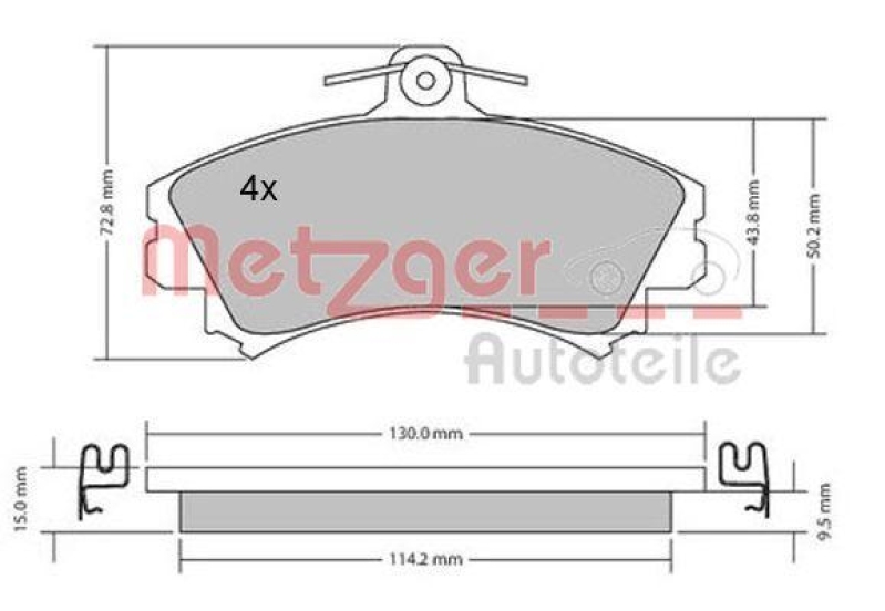 METZGER 1170143 Bremsbelagsatz, Scheibenbremse WVA 21 920