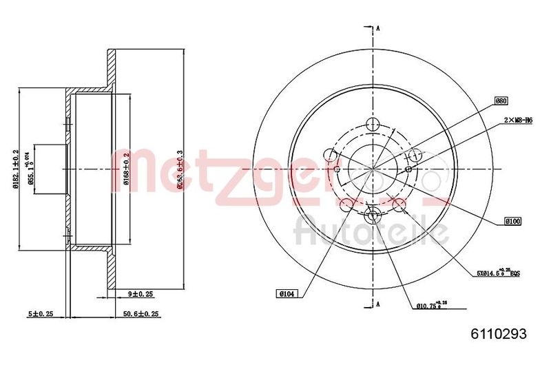 METZGER 6110293 Bremsscheibe Lack/Ks für TOYOTA HA