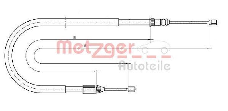 METZGER 10.6698 Seilzug, Feststellbremse für RENAULT hinten rechts