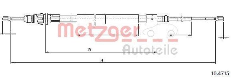 METZGER 10.4715 Seilzug, Feststellbremse für CITROEN hinten links/rechts