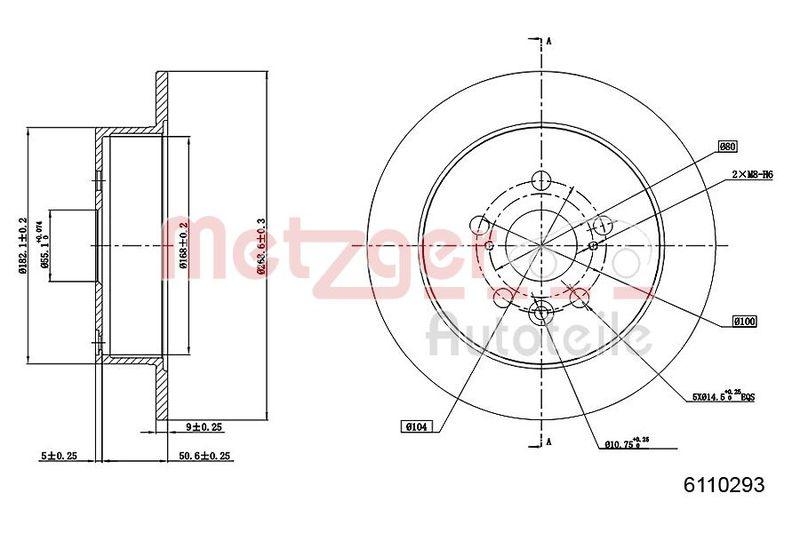 METZGER 6110293 Bremsscheibe Lack/Ks für TOYOTA HA