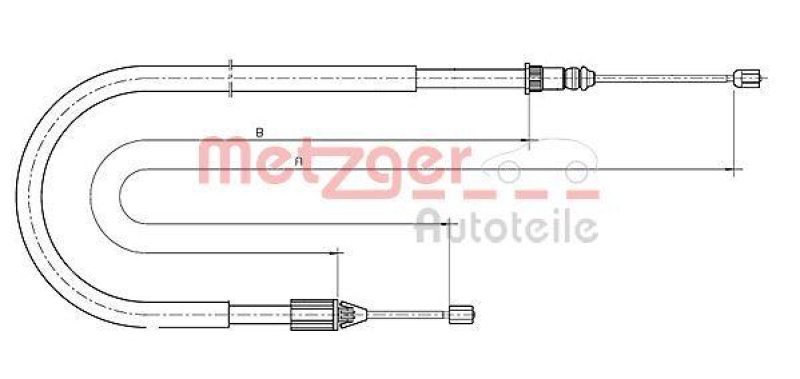 METZGER 10.6699 Seilzug, Feststellbremse für RENAULT hinten links