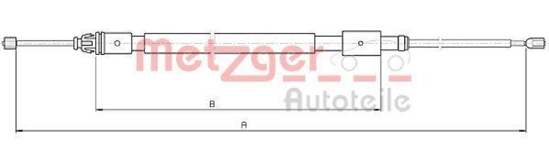 METZGER 10.4716 Seilzug, Feststellbremse für CITROEN hinten links/rechts