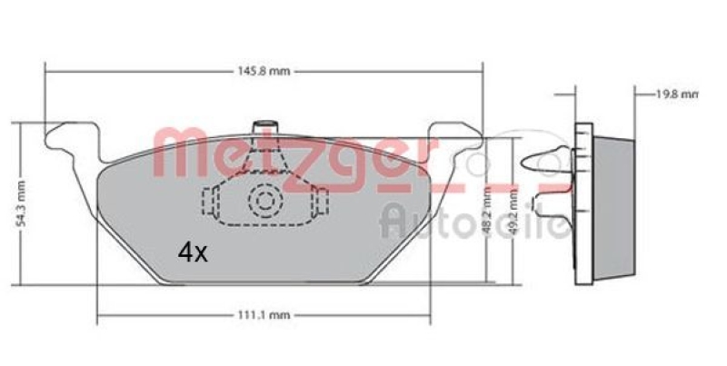 METZGER 1170144 Bremsbelagsatz, Scheibenbremse WVA 23 130