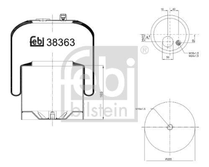 FEBI BILSTEIN 38363 Luftfederbalg mit Stahlkolben für Mercedes-Benz