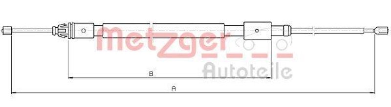 METZGER 10.4716 Seilzug, Feststellbremse f&uuml;r CITROEN hinten links/rechts