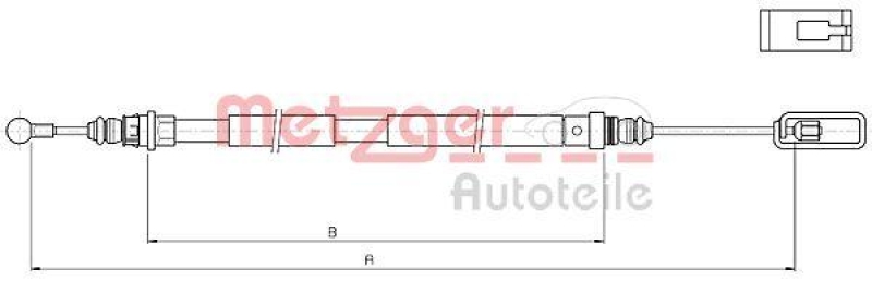 METZGER 10.4721 Seilzug, Feststellbremse für CITROEN/FIAT/LANCIA/PEUGEOT hinten rechts