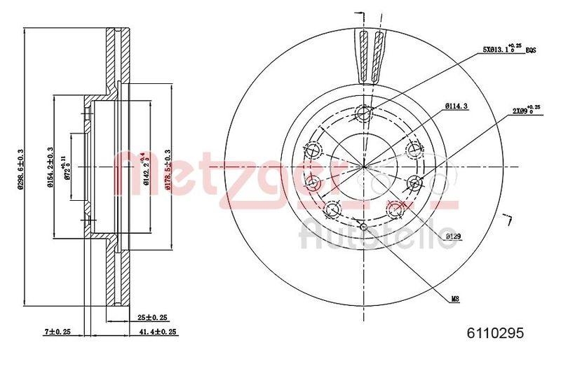 METZGER 6110295 Bremsscheibe Lack/Ks für MAZDA VA