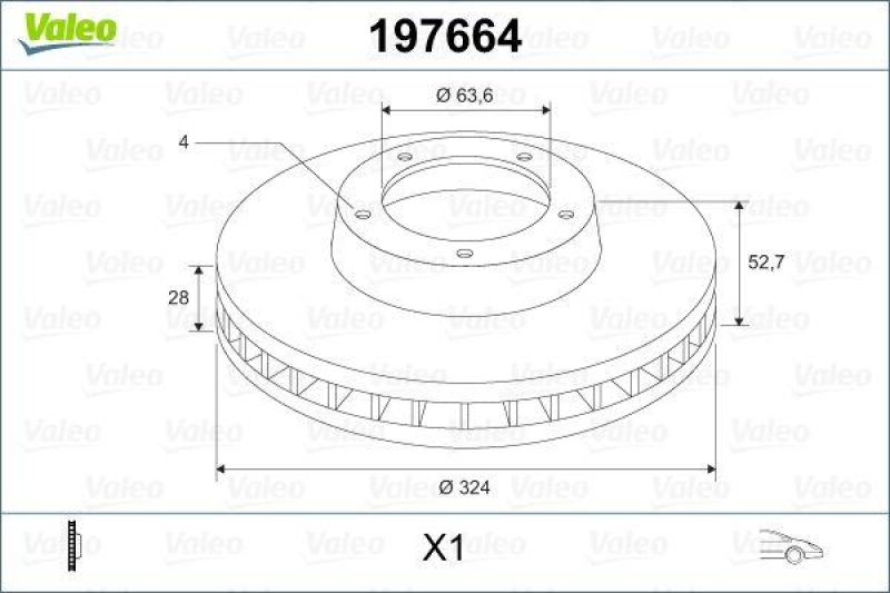 VALEO 197664 Bremsscheibe