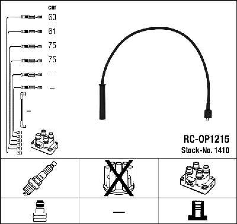 NGK 1410 Zündleitungssatz RC-OP1215 |Zündkabel