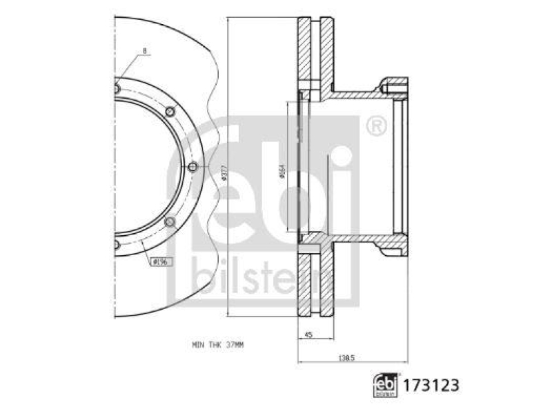 FEBI BILSTEIN 173123 Bremsscheibe für DAF