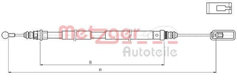 METZGER 10.4721 Seilzug, Feststellbremse f&uuml;r CITROEN/FIAT/LANCIA/PEUGEOT hinten rechts