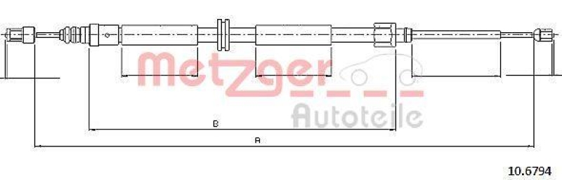 METZGER 10.6794 Seilzug, Feststellbremse für RENAULT hinten links/rechts