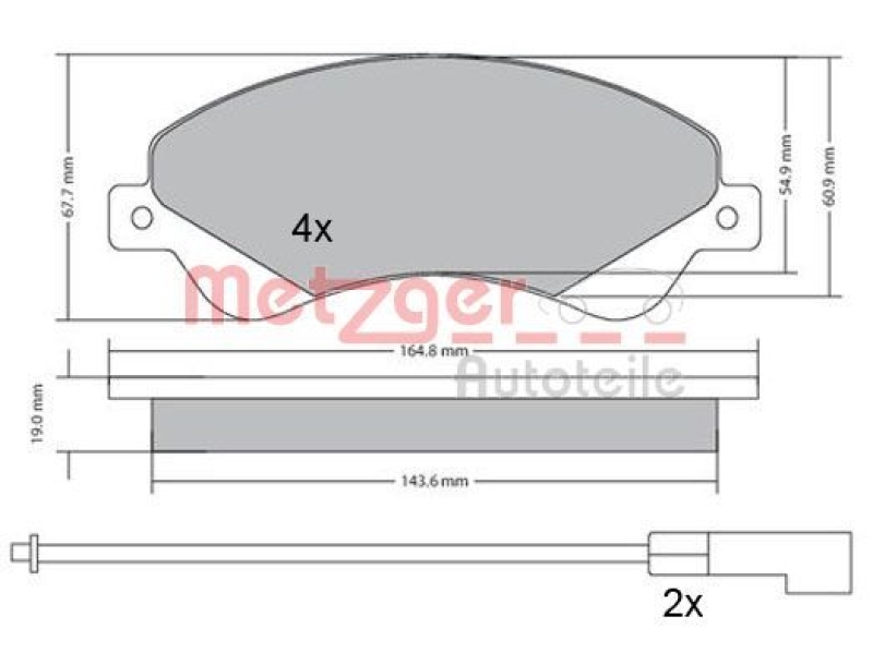 METZGER 1170146 Bremsbelagsatz, Scheibenbremse WVA 24 485