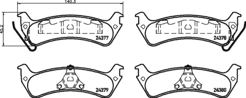 HELLA 8DB 355 012-491 Bremsbelagsatz, Scheibenbremsbelag f&uuml;r FORD USA