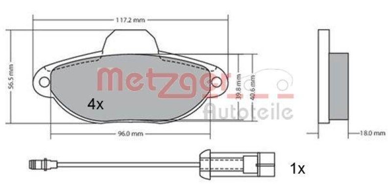 METZGER 1170147 Bremsbelagsatz, Scheibenbremse WVA 21 436