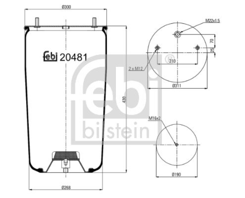 FEBI BILSTEIN 20481 Luftfederbalg ohne Kolben für Bergische Achsen