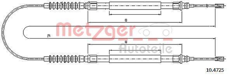 METZGER 10.4725 Seilzug, Feststellbremse für CITROEN/FIAT/PEUGEOT hinten