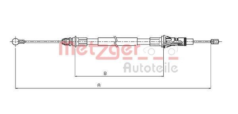 METZGER 10.6854 Seilzug, Feststellbremse für NISSAN/OPEL/RENAULT hinten links/rechts