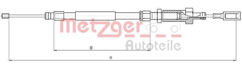 METZGER 10.4726 Seilzug, Feststellbremse für CITROEN/FIAT/PEUGEOT vorne