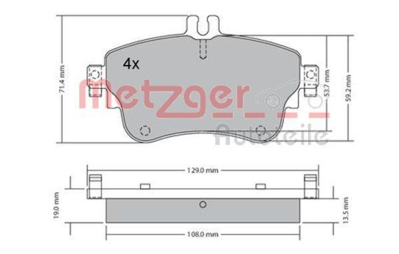 METZGER 1170149 Bremsbelagsatz, Scheibenbremse WVA 25 326