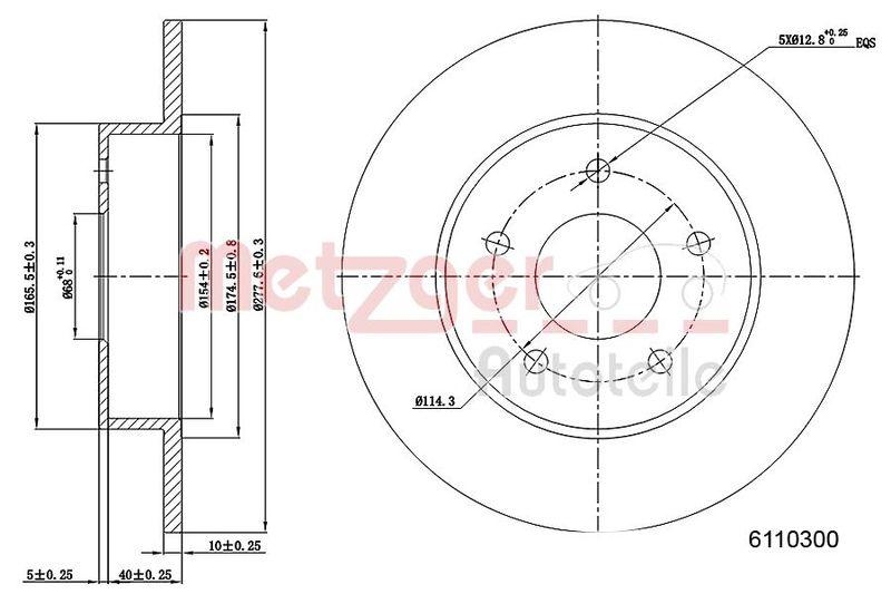 METZGER 6110300 Bremsscheibe Lack/Ks für NISSAN HA