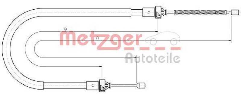 METZGER 10.6894 Seilzug, Feststellbremse für DACIA hinten links/rechts