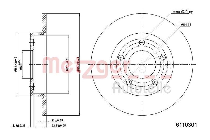 METZGER 6110301 Bremsscheibe Lack/Ks für MAZDA HA