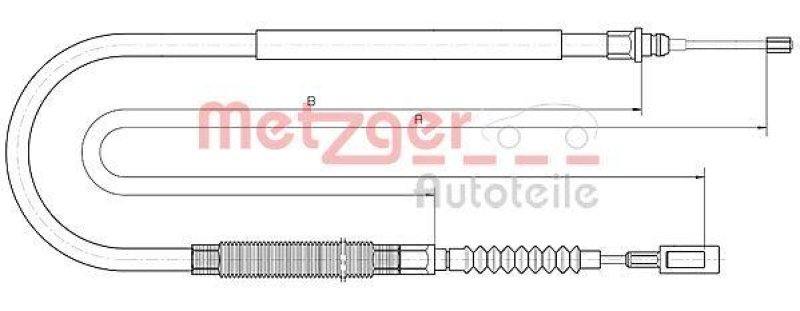 METZGER 10.4728 Seilzug, Feststellbremse für CITROEN/FIAT/PEUGEOT hinten links/rechts