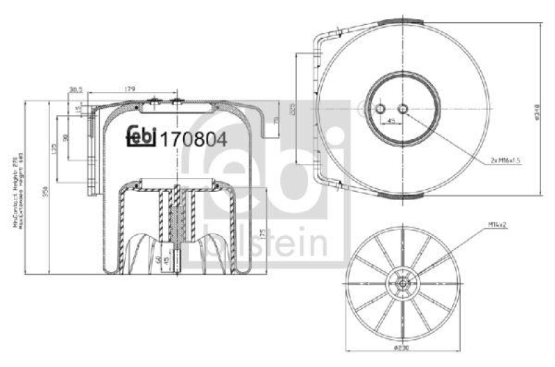 FEBI BILSTEIN 170804 Luftfederbalg mit Kunststoffkolben für Iveco