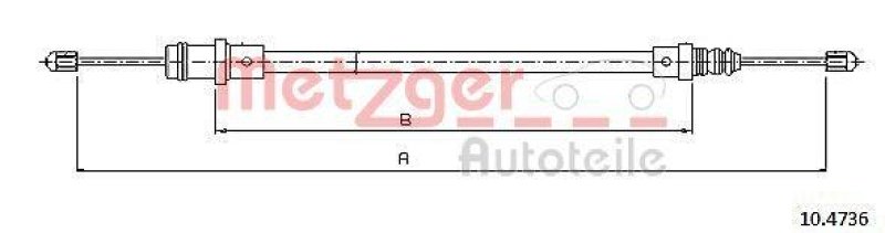 METZGER 10.4736 Seilzug, Feststellbremse f&uuml;r CITROEN/FIAT/LANCIA/PEUGEOT vorne