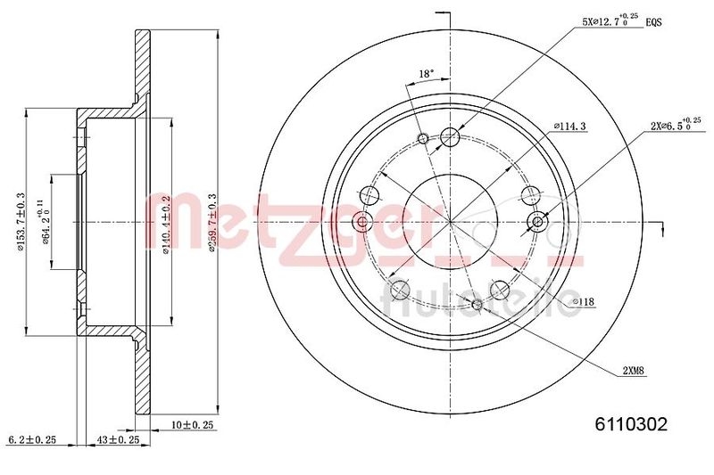 METZGER 6110302 Bremsscheibe Lack/Ks für HONDA HA