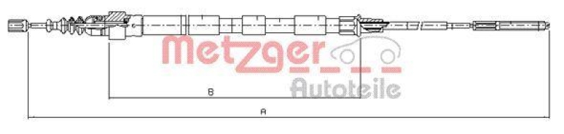 METZGER 10.7410 Seilzug, Feststellbremse für VW hinten links/rechts