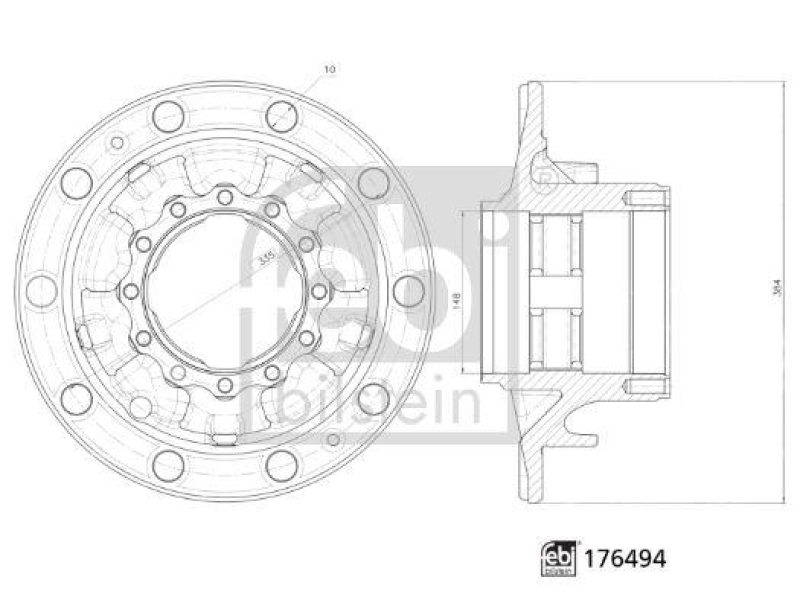 FEBI BILSTEIN 176494 Radnabe ohne Radlager für Volvo