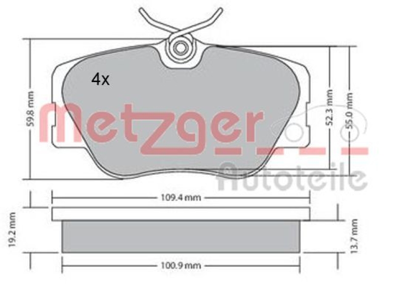 METZGER 1170151 Bremsbelagsatz, Scheibenbremse WVA 20 941