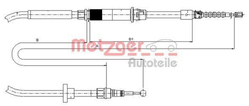 METZGER 10.7484 Seilzug, Feststellbremse für VW hinten links/rechts