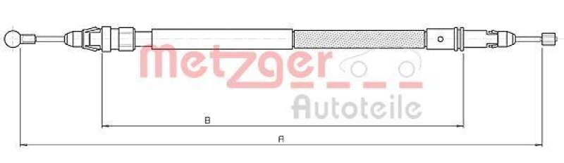 METZGER 10.4738 Seilzug, Feststellbremse für CITROEN/FIAT/PEUGEOT hinten links/rechts