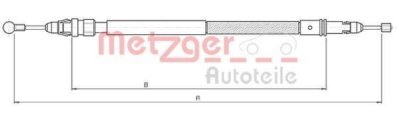 METZGER 10.4738 Seilzug, Feststellbremse für CITROEN/FIAT/PEUGEOT hinten links/rechts