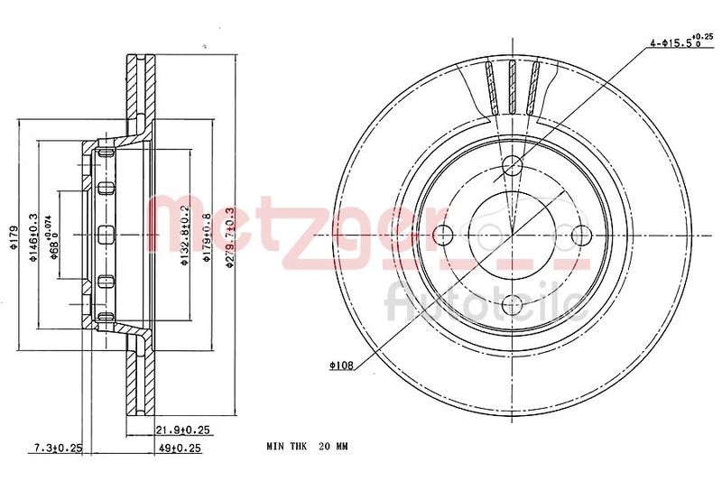 METZGER 6110305 Bremsscheibe Lack/Ks für VW VA