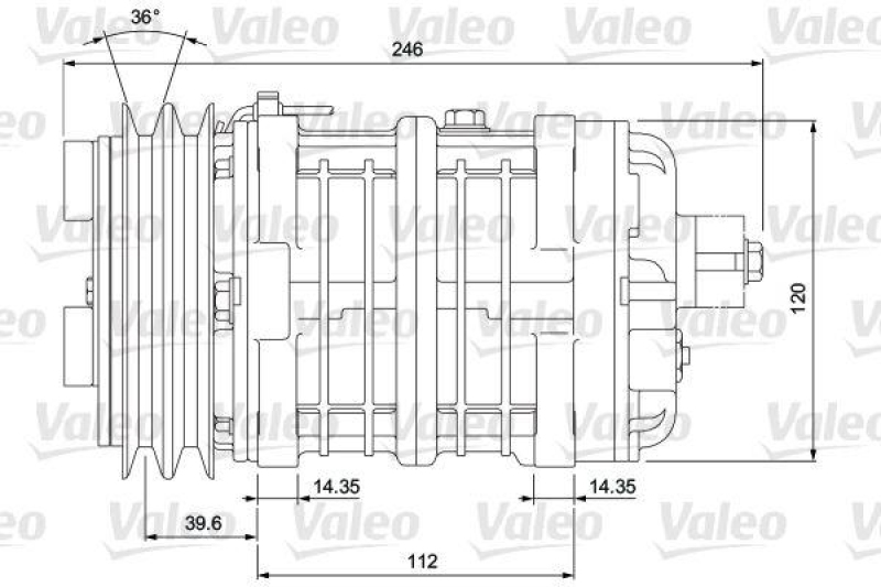 VALEO 815905 Univ. Kompr. TM-16HS 2AG 24V B PAD