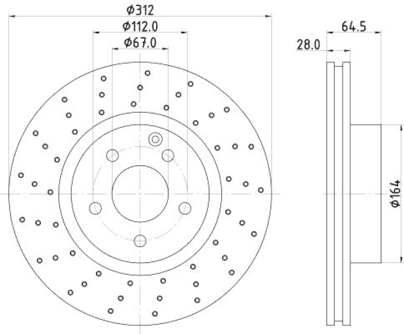 HELLA 8DD 355 127-941 Bremsscheibe für MB SL (R230)