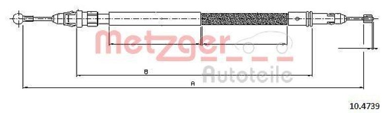 METZGER 10.4739 Seilzug, Feststellbremse für CITROEN/FIAT/PEUGEOT hinten links/rechts